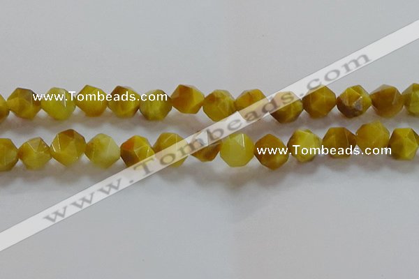 CNG6533 15.5 inches 12mm faceted nuggets golden tiger eye beads