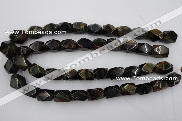 CNG654 15.5 inches 13*18mm faceted nuggets blue tiger eye beads