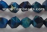 CNG6540 15.5 inches 10mm faceted nuggets blue tiger eye beads