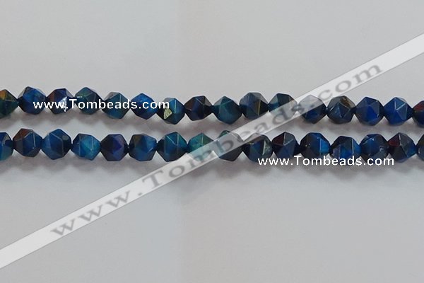 CNG6540 15.5 inches 10mm faceted nuggets blue tiger eye beads