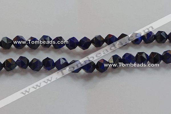 CNG6544 15.5 inches 10mm faceted nuggets blue tiger eye beads