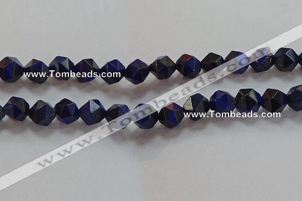 CNG6545 15.5 inches 12mm faceted nuggets blue tiger eye beads