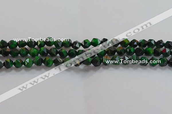 CNG6546 15.5 inches 6mm faceted nuggets green tiger eye beads