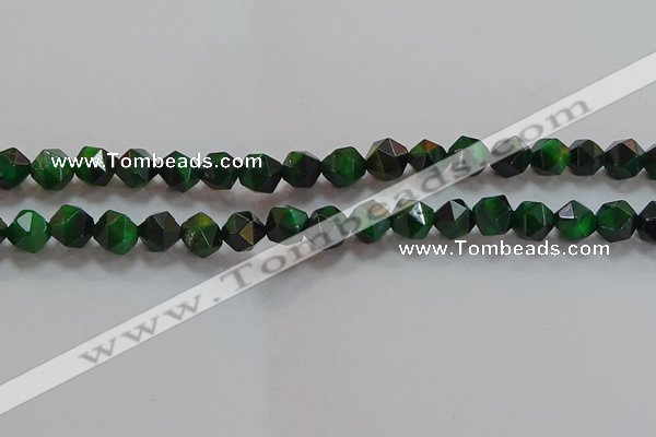 CNG6547 15.5 inches 8mm faceted nuggets green tiger eye beads