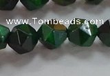 CNG6548 15.5 inches 10mm faceted nuggets green tiger eye beads