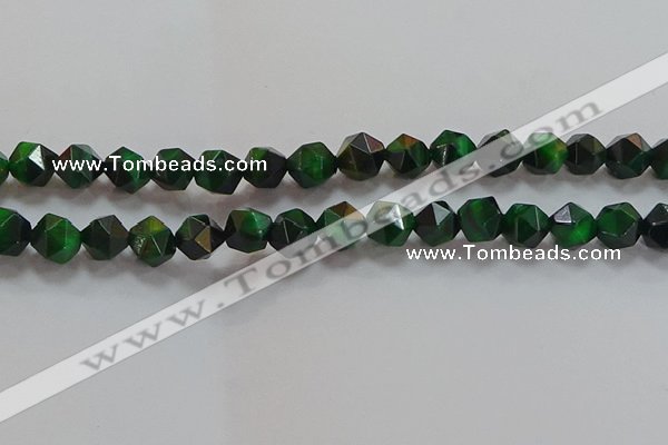 CNG6548 15.5 inches 10mm faceted nuggets green tiger eye beads