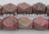 CNG658 15.5 inches 13*18mm faceted nuggets rhodochrosite beads