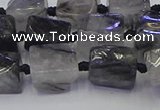 CNG6821 15.5 inches 5*8mm - 8*12mm nuggets black rutilated quartz beads