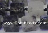 CNG6822 15.5 inches 8*12mm - 10*16mm nuggets black rutilated quartz beads