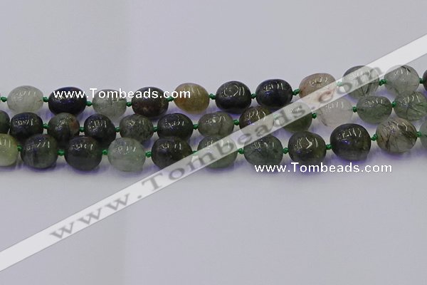 CNG6871 8*12mm - 10*14mm nuggets green rutilated quartz beads