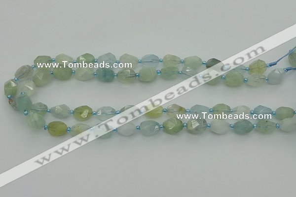 CNG6920 15.5 inches 8*12mm - 12*16mm faceted nuggets aquamarine beads