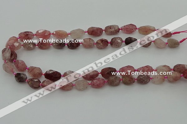 CNG6923 15.5 inches 8*12mm - 12*16mm faceted nuggets strawberry quartz bead