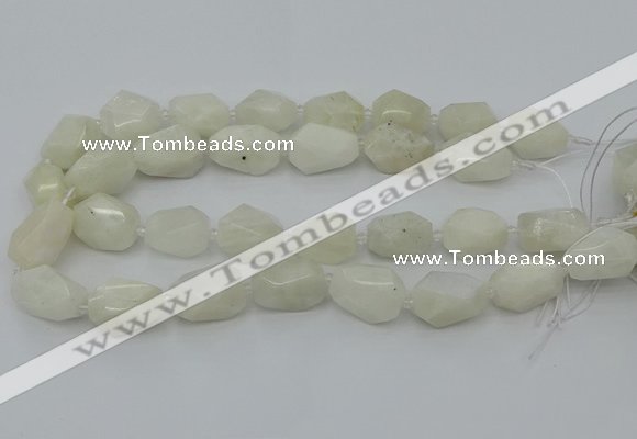 CNG6926 12*16mm - 15*25mm faceted nuggets white moonstone beads