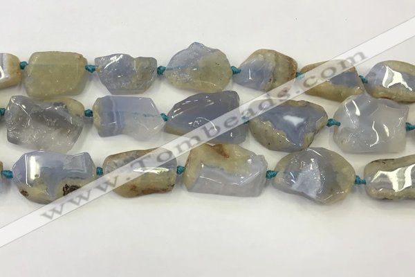 CNG6949 15.5 inches 22*30mm - 30*40mm freeform blue chalcedony beads