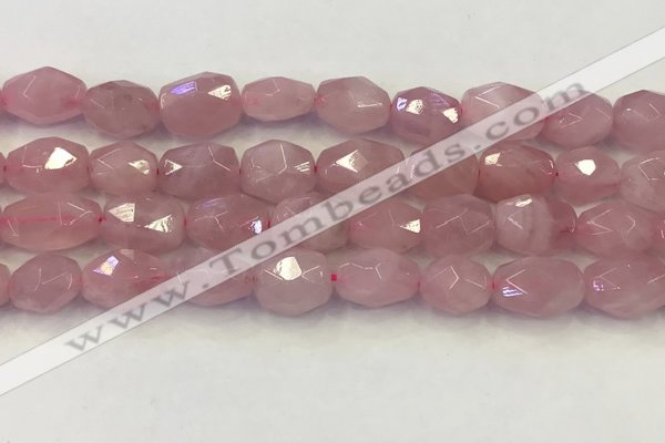 CNG6953 12*14mm - 13*16mm faceted nuggets rose quartz beads