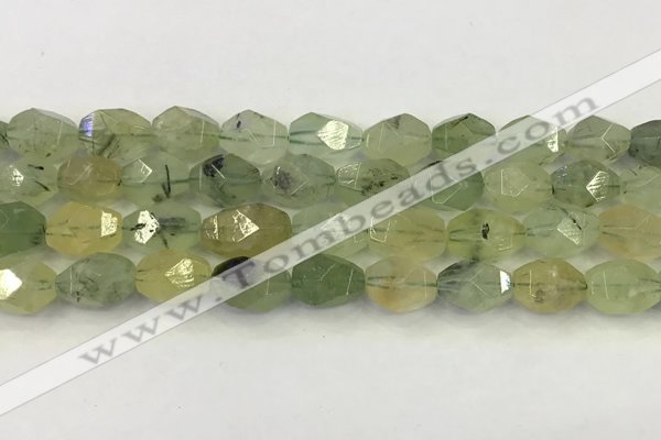 CNG6956 10*14mm - 12*16mm faceted nuggets green rutilated quartz beads