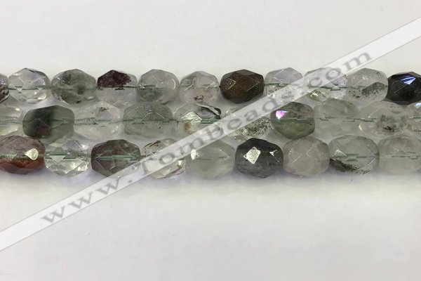 CNG6962 13*18mm - 15*20mm faceted nuggets green phantom quartz beads