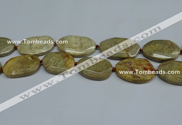 CNG7082 25*35mm - 35*45mm faceted freeform chrysanthemum agate beads