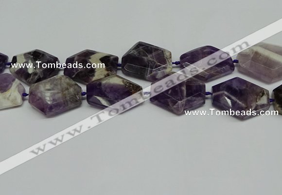 CNG7090 15.5 inches 25*35mm - 35*45mm faceted freeform amethyst beads