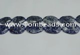 CNG7094 25*35mm - 35*45mm faceted freeform blue spot stone beads