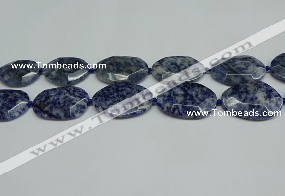 CNG7094 25*35mm - 35*45mm faceted freeform blue spot stone beads