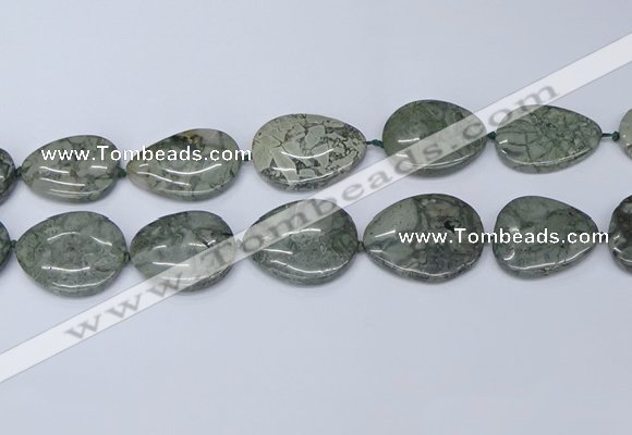 CNG7114 20*25mm - 30*40mm freeform grey green brecciated jasper beads