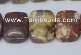 CNG7120 10*18mm freeform double drilled birdeye rhyolite beads