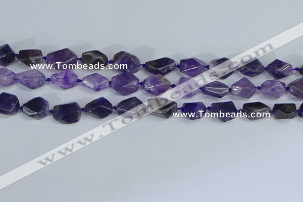 CNG7132 15.5 inches 6*10mm - 10*14mm faceted nuggets amethyst beads