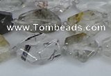 CNG7134 6*10mm - 10*14mm faceted nuggets green ghost quartz beads