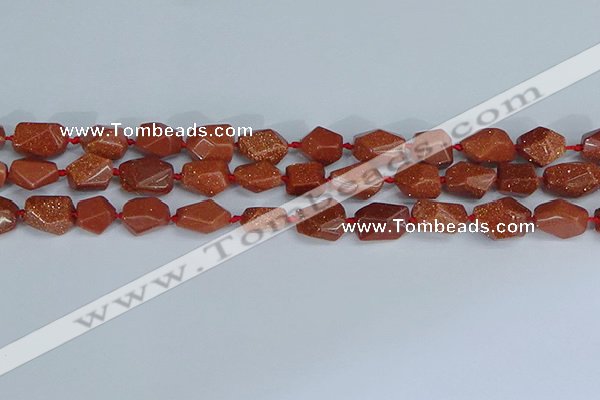 CNG7135 15.5 inches 6*10mm - 10*14mm faceted nuggets glodstone beads