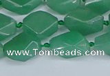 CNG7137 6*10mm - 10*14mm faceted nuggets green aventurine beads