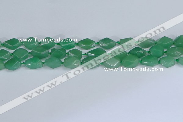 CNG7137 6*10mm - 10*14mm faceted nuggets green aventurine beads