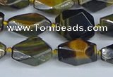 CNG7140 6*10mm - 10*14mm faceted nuggets blue tiger eye beads