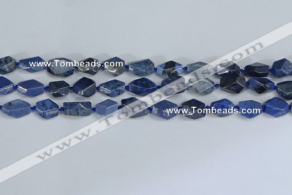 CNG7142 6*10mm - 10*14mm faceted nuggets blue dumortierite beads