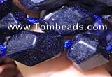 CNG7143 15.5 inches 6*10mm - 10*14mm faceted nuggets blue glodstone beads