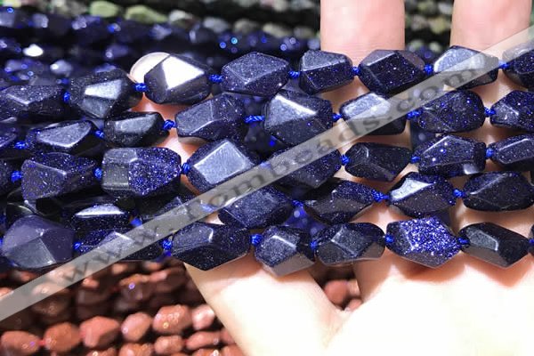 CNG7143 15.5 inches 6*10mm - 10*14mm faceted nuggets blue glodstone beads