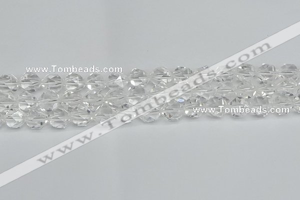 CNG7212 15.5 inches 10mm faceted nuggets white crystal beads