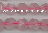 CNG7228 15.5 inches 12mm faceted nuggets rose quartz beads
