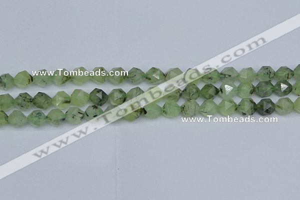 CNG7241 15.5 inches 8mm faceted nuggets green rutilated quartz beads