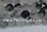 CNG7245 15.5 inches 6mm faceted nuggets black rutilated quartz beads