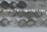 CNG7250 15.5 inches 6mm faceted nuggets cloudy quartz beads