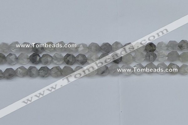 CNG7251 15.5 inches 8mm faceted nuggets cloudy quartz beads