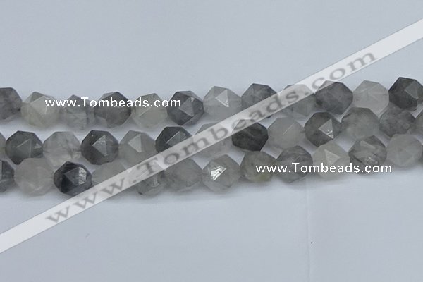 CNG7253 15.5 inches 12mm faceted nuggets cloudy quartz beads