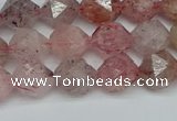 CNG7256 15.5 inches 8mm faceted nuggets strawberry quartz beads