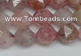 CNG7257 15.5 inches 10mm faceted nuggets strawberry quartz beads