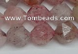 CNG7258 15.5 inches 12mm faceted nuggets strawberry quartz beads