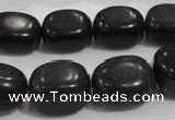 CNG726 15.5 inches 15*20mm nuggets black stone beads wholesale