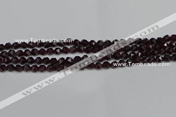 CNG7275 15.5 inches 6mm faceted nuggets red garnet beads