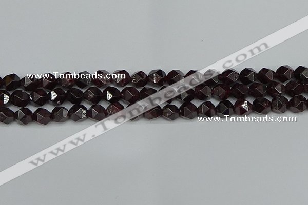 CNG7276 15.5 inches 8mm faceted nuggets red garnet beads