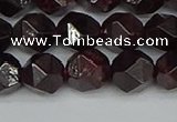 CNG7277 15.5 inches 10mm faceted nuggets red garnet beads